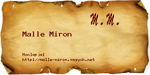 Malle Miron névjegykártya